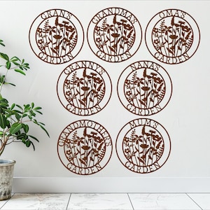Garten Blumen Zeichen 7 Optionen SVG, Mütter Thema Wandhänger, Laser Schnitt Vorlage, sofortiger Download Vektordatei Ai, Cdr, Dxf