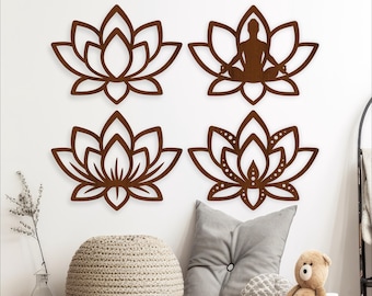 Lotus Flower Wall Sign SVG - Laser Cut Lotus Decor - Peaceful Floral (digital download)
