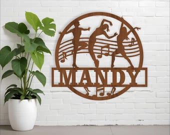 Dancers Name Sign: Music Themed Wall Art, Laser Cut Template (Digital Download)
