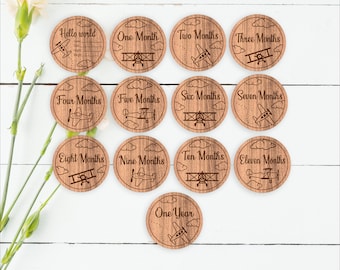 Vintage Airplane Milestone Discs SVG: Baby Monthly Laser Cut Designs (digital download)