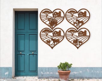 Farm Scene Heart Wall Art Laser Cut Files – Farming home decor (Digital Download)