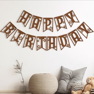 Alles Gute zum Geburtstag Girlande SVG Laser geschnitten, sofort download Pdf, Dxf, Ai und Cdr Vorlage.