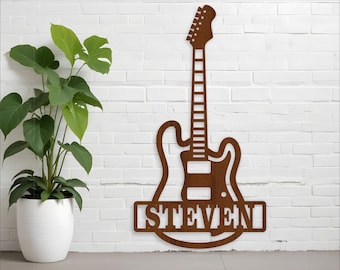 Electric Guitar Name Sign SVG - Music Personalized Laser Cut Template (Digital Download)