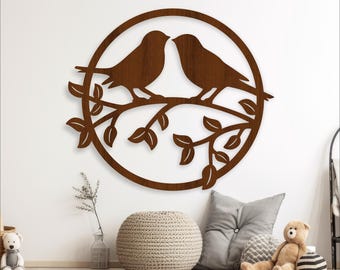 Love Birds Wall Art SVG File: Laser Cut Garden Theme (Digital Download)