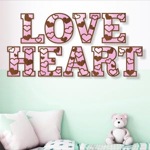 Alfabeto de corazón. Letras de 2 capas. 41 opciones de letras. Archivo vectorial SVG, descarga digital instantánea.