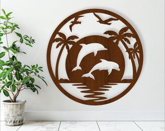 Dolphin Silhouette Wall Art: Laser Cut Files (Digital Download)