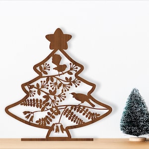Suportes para árvores de Natal, arquivo cortado a laser, pássaros e árvores nativas da Nova Zelândia. arquivo vetorial SVG, ai, cdr, dxf download instantâneo