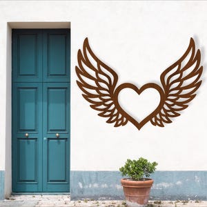 Winged Heart Wall Art SVG: Laser Cut Sign (Digital Download