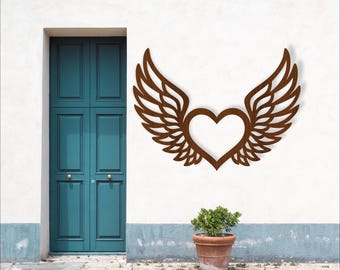 Winged Heart Wall Art SVG: Laser Cut Sign (Digital Download