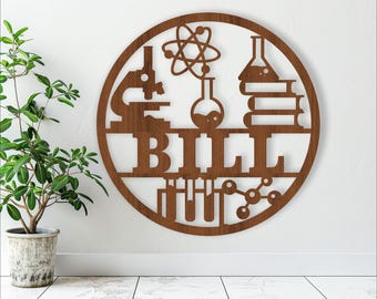 Science Name Sign: Laser Cut Learning Decor (Digital Download)