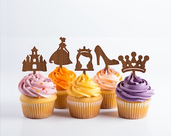 Princess Cupcake Toppers: 7 Laser Cut Designs (Digital Download)