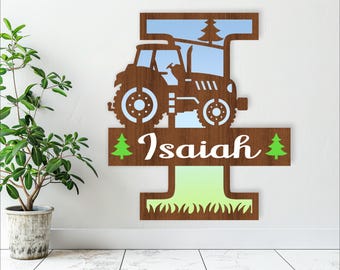 Tractor Monogram SVG: 3-Layer Laser Cut File (Digital Download)