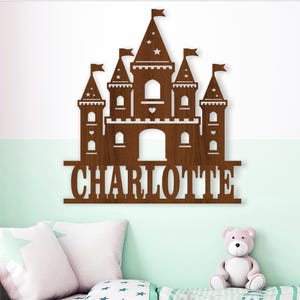 Schloss Name Zeichen svg Laser geschnitten Vorlage, Tür- oder Wandhänger, svg, ai, cdr, dxf pdf sofort download, Prinzessin Namensschild