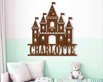 Castle Name Sign SVG – Princess Themed Laser Cut Personalized Kids Room Decor (Digital Download)