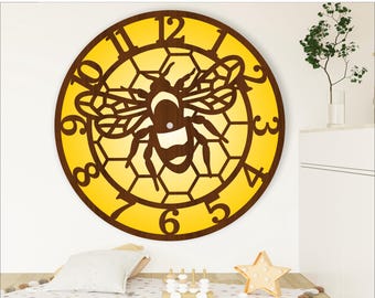 Bee Wall Clock SVG Laser Cut Files: Garden Clock Designs (Digital Download)