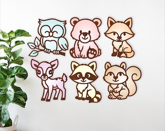 Woodland animal shapes laser cut designs - forest animal nursery decor (digital download)