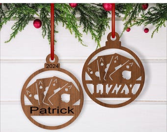 Playing Card Christmas Ornament SVG: Personalized Laser Cut Template (Digital Download)