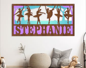 Ballerina Name Sign SVG: 3-Layer Laser Cut File (Digital Download)