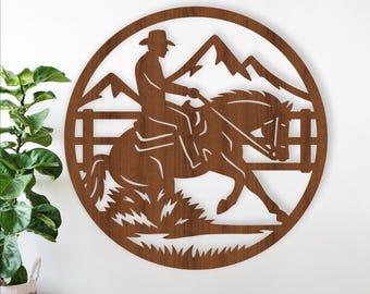 Horse Reining Wall Art SVG: Western Laser Cut (Digital Download)