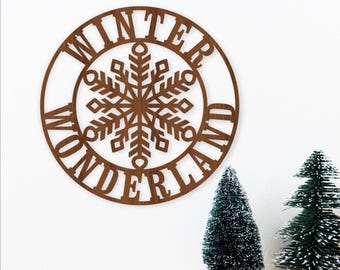 Winter Wonderland Snowflake Christmas Laser Cut Wall sign SVG - Holiday Signs (Digital Download)