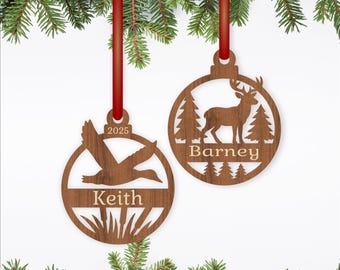 Deer and Duck Hunting Christmas Ornaments SVG laser cut- personalized Hunter decoration (digital download)