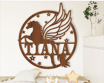 Pegasus Name Sign: Laser Cut Fantasy Wall Decor (Digital Download)