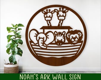 Noah's Ark wall art, SVG file. vector file ai, cdr, dxf instant download digital design, laser cut, wall art animal theme