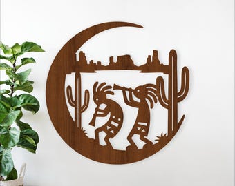 Kokopelli Desert Crescent Moon Wall Art SVG Southwestern Laser Cut File (Digital Download)