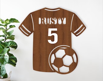 Soccer Shirt Name Sign - Laser Cut Sport Theme Personalized Wall Art (Digital Download)