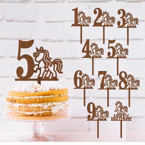 Eenhoorn nummer taart topper bundel, SVG lasergesneden, instant download pdf-, dxf-, ai- en cdr-sjabloon.