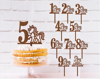 Unicorn Number Cake Topper SVG Bundle (Digital Download)