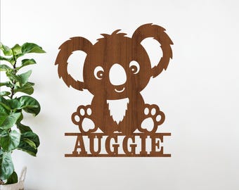 Koala Name Sign SVG- Personalized Australian Animal Laser Cut Template (Digital Download)