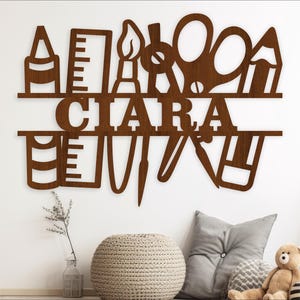 Tabliczka z nazwiskiem nauczyciela SVG, szablon wycinany laserowo, wieszak na drzwi lub ścianę, plik wektorowy ai, cdr, dxf pdf do natychmiastowego pobrania