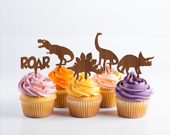 Dinosaur Cupcake Toppers: Laser Cut SVG Templates (Digital Download)