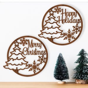 Weihnachtsdekoration 2 Schilder, SVG-Dateien. vektor, ai, cdr, dxf, sofort download, digitales design, laser cut, festliches Wandkunst thema