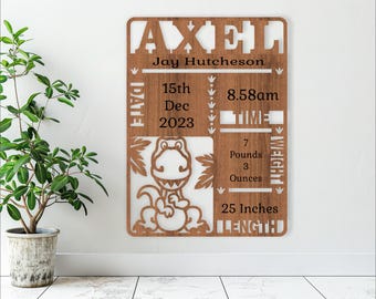 Dinosaur Birth Stats Plaque SVG Template: Laser Cut Announcement Sign (Digital Download)
