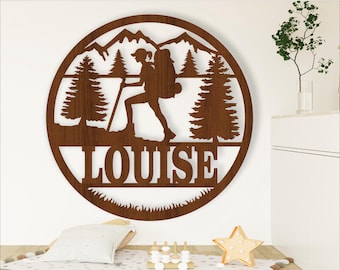 Hiking Name Sign: Laser Cut Mountain Decor SVG (Digital Download)