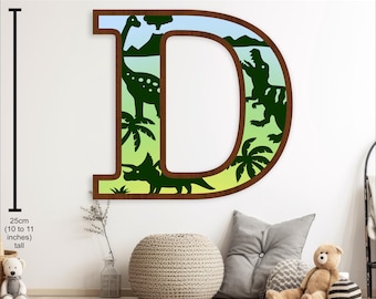 Dinosaur large wall letter set, 3 layers signs. SVG laser cut and craft machine template,  ai, cdr, dxf pdf