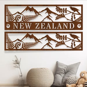 Archivo SVG de arte mural con tema de Nueva Zelanda. Archivo vectorial ai, cdr, dxf, descarga instantánea, diseño digital, corte láser, arte mural NZ kiwiana