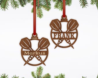 Personalisierter Darts-Weihnachtsbaumschmuck (SVG), Dartspieler-Namenskugel zum Laserschneiden
