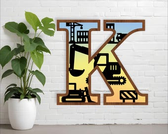 Construction Wall Letter Set: 3-Layer SVG Laser Cut Files