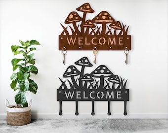 Mushroom Key Holder Laser Cut Files: Wood & Metal (Digital Download)