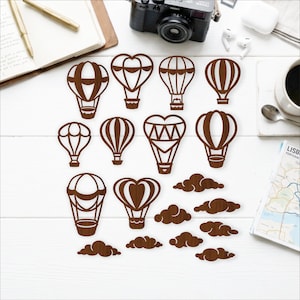 Hot Air Balloon SVG Bundle, Balloon Laser Cut Files, Nursery Decor, Glowforge, Cloud Shapes