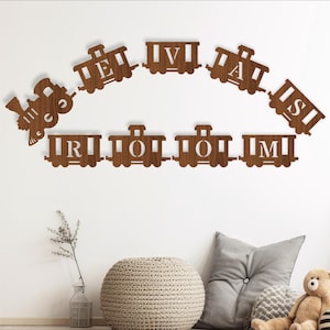 Conjunto de alfabeto de letras de tren. nombre del tren signo SVG archivo vectorial descarga instantánea digital