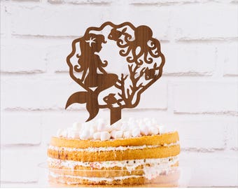 Mermaid Scene Cake Topper: Laser Cut SVG Template (Digital Download)