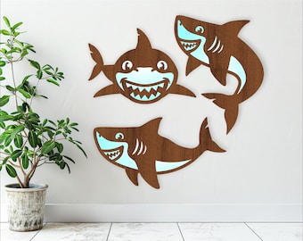 Shark Cut Out: Layered SVG Laser Cut File (Digital Download)
