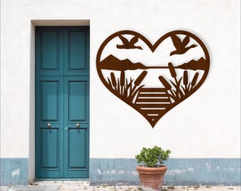 Lake House Heart Wall Art SVG: Laser Cut File (Digital Download)