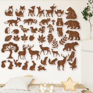 Paquete SVG de animales del bosque. 38 diseños, archivos vectoriales, archivos cortados con láser, formas. Archivo digital de descarga instantánea Ai, Cdr y Dxf