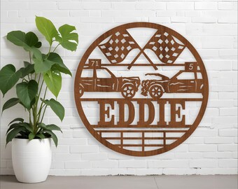 Demolition Derby Name Sign: Laser Cut Template (SVG, Ai, Cdr, Dxf)
