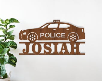 Police Car Name Sign SVG - Personalized Laser Cut Template (Digital Download)